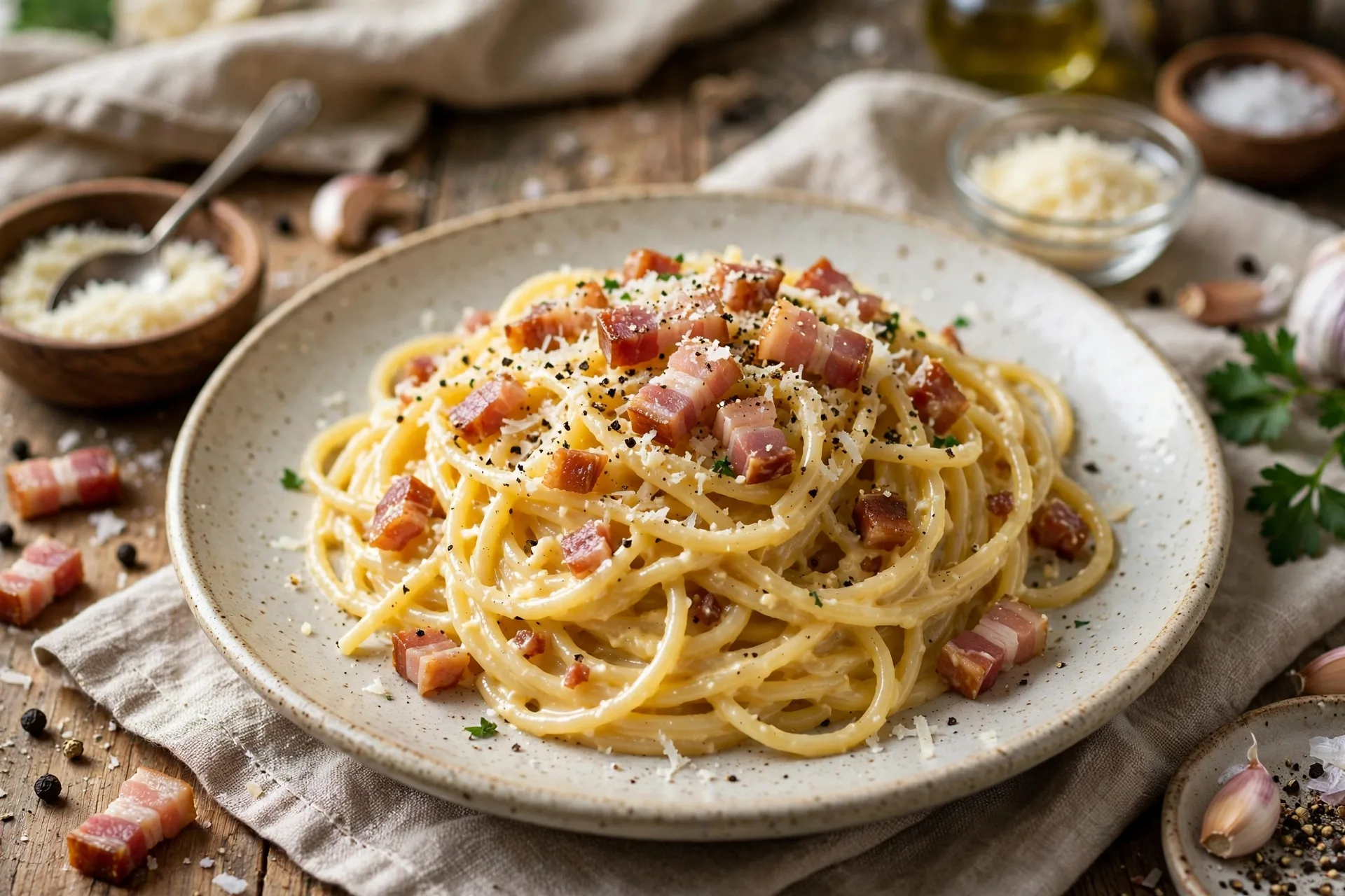 Creamy carbonara - a light-pasta favourite alongside marinara and risotto