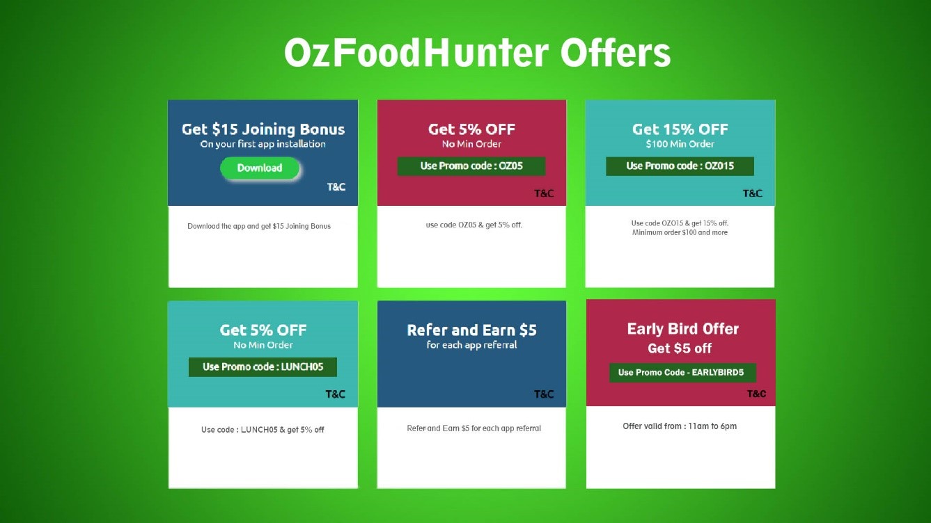 OzFoodHunter Offer Codes