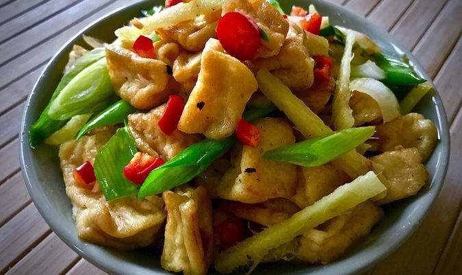 Bean Curd with Spring Onion
