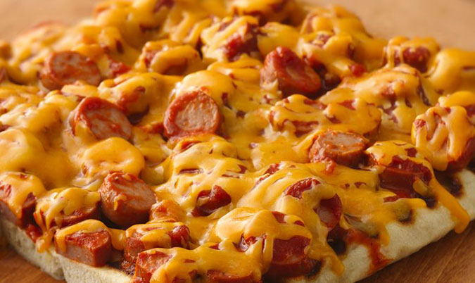 Spicy Hot Dog Pizza