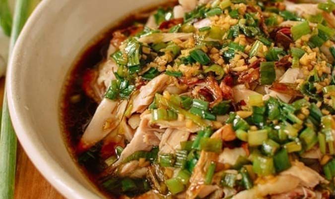 Steamed Half Chicken with Ginger & Shallot