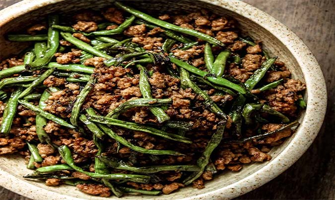Green Bean With Pork Mince & Black Olives