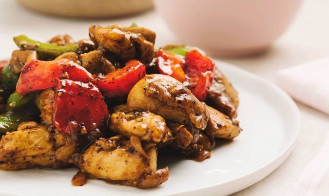 Chicken on Black Pepper with Vegetables
