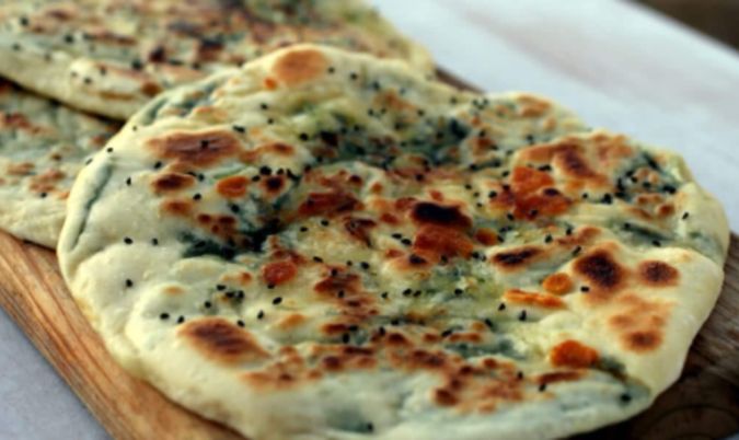 Cheese and spinach naan