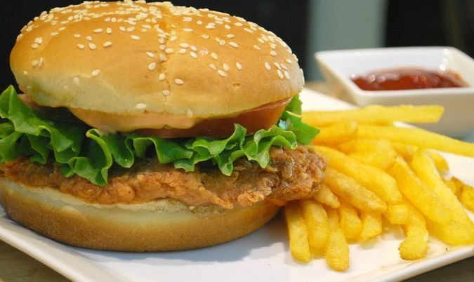 Chicken Burger and Chips