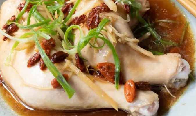 Steamed Chicken with Ginger & Shallots