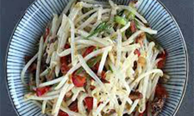 Salty Fish Stir Fried With Bean Sprouts