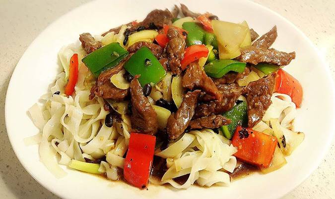 Black Bean Beef Noodles