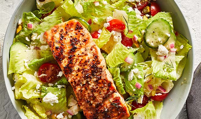 Grilled Salmon Fillet with Choice of Salad