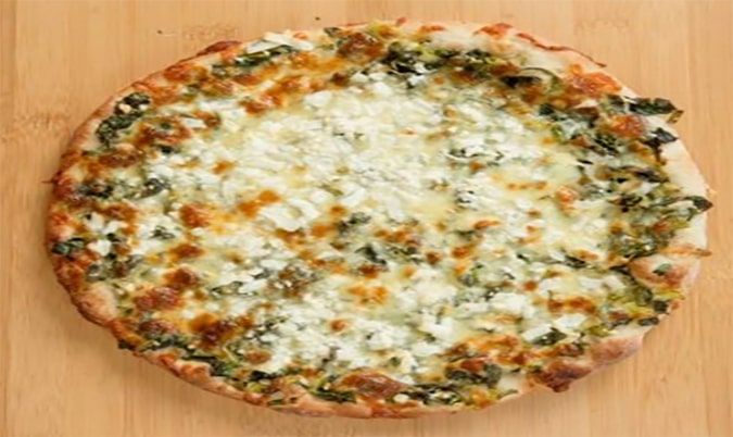 Traditional Spinach and Cheese Pizza