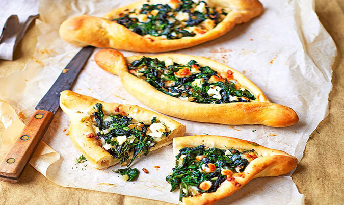 Cheese and Spinach Pide