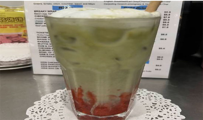 Iced Strawberry Macha Latte