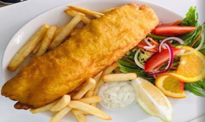 Battered Fish & Chips with Salad