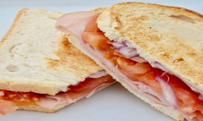 Ham, Cheese, and Tomato Toasted Sandwich