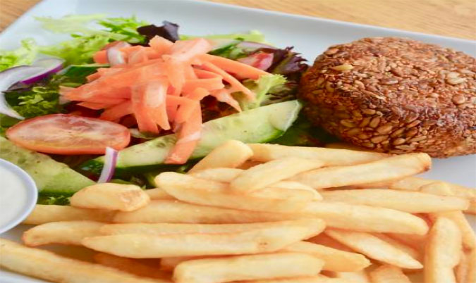 Thai Chicken Patty (GF) w chips & salad