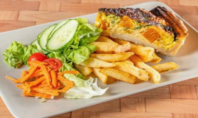 Lorraine Quiche with Chips and Salad