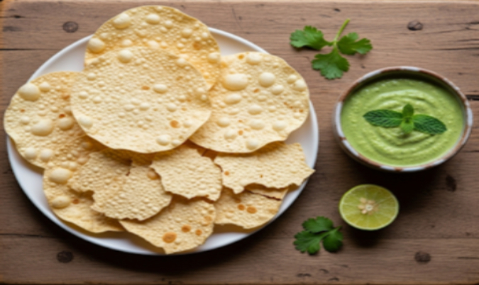Pappadums with Mint Chutney