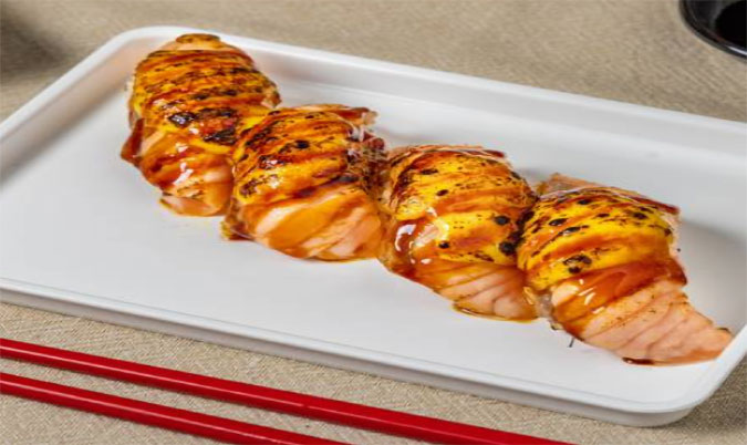 Grilled salmon nigiri
