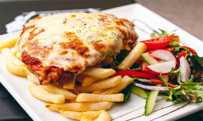 Chicken Parmigiana Chips and Salad