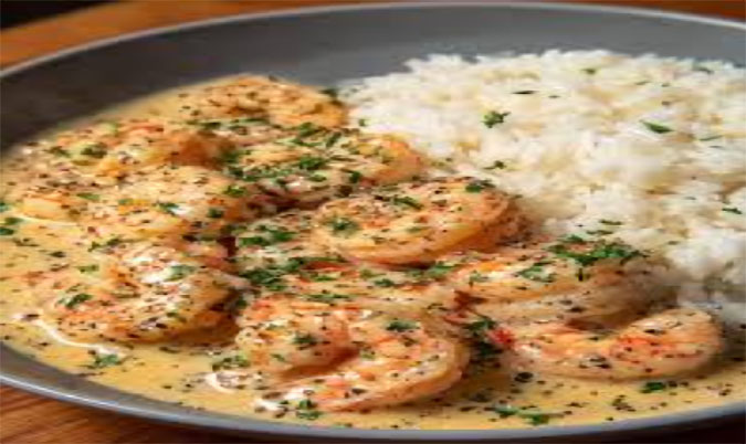 Butter Prawns with Steam Rice