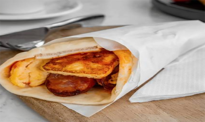 Chorizo, egg and halloumi wrap