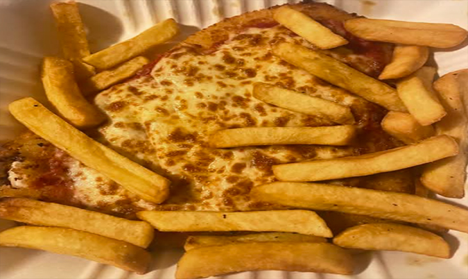Chicken Parmigiana and chips