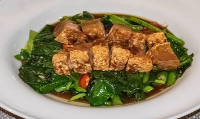 Crispy Pork Belly with Chinese Broccoli