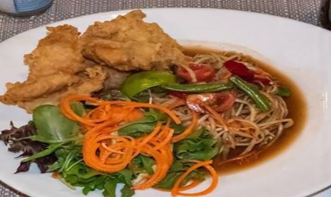 Som Tum with Deep Fried Barramundi Fillet