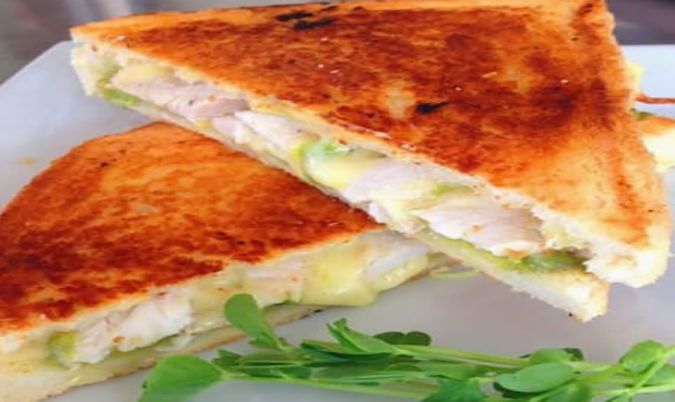 Chicken, Cheese and Avocado Toasted Sandwich