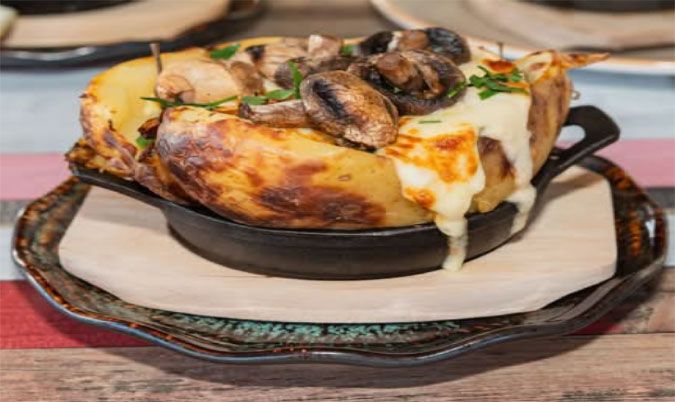 Charred Mushroom Loaded Baked Potato