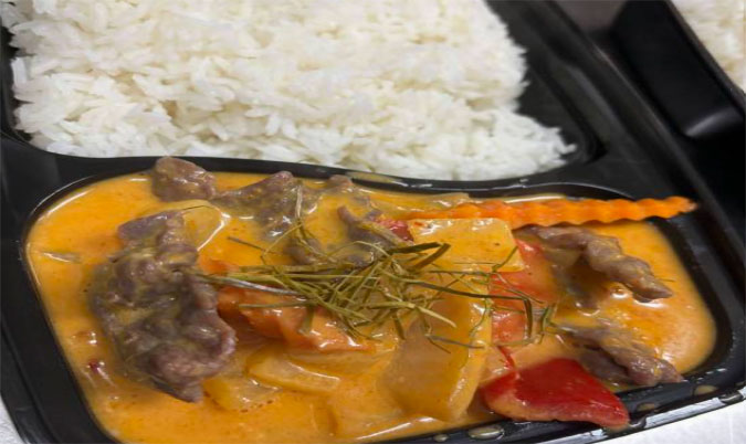 Panang curry on rice