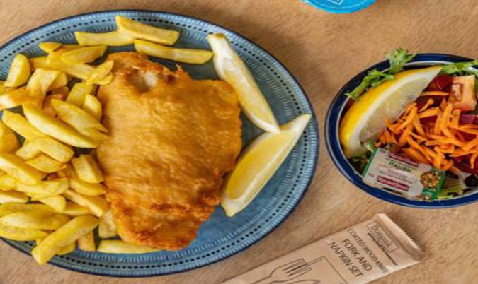 Cod, Chips and Salad Meal
