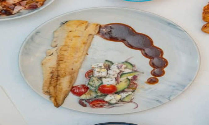 GRILLED COD AND  GREEK SALAD