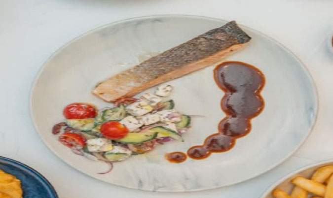 GRILLED SALMON AND  SALAD