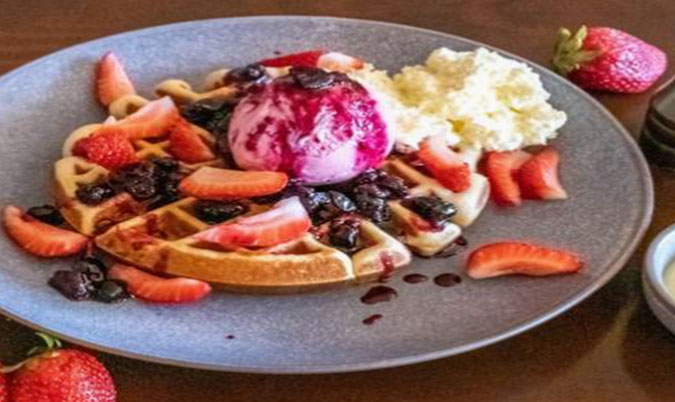 Strawberry and cream waffle.