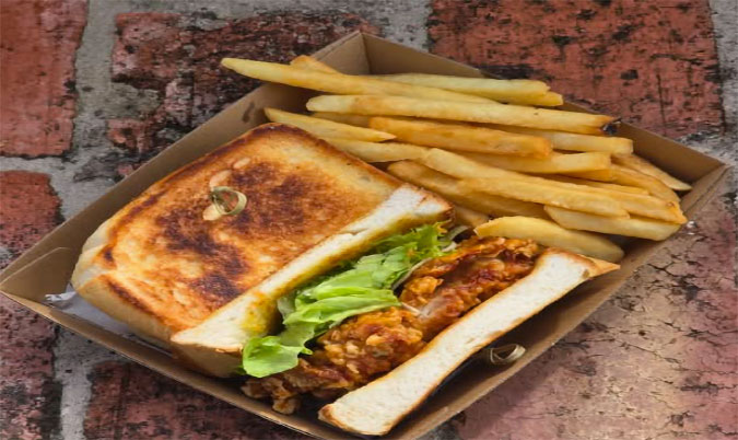 Korean Fried Chicken Sando (with chips)