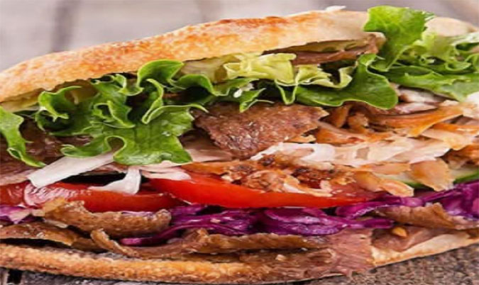 Beef kebab on footlong roll