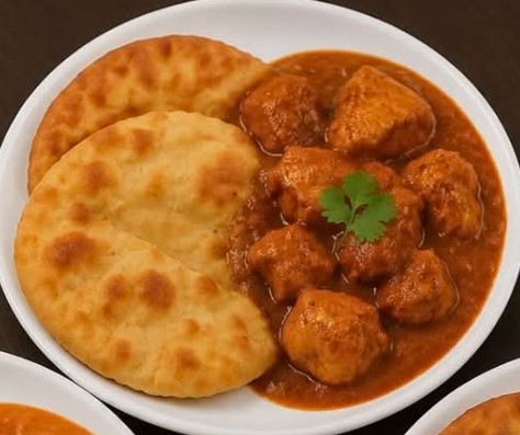 Chicken Curry and Two Parathas