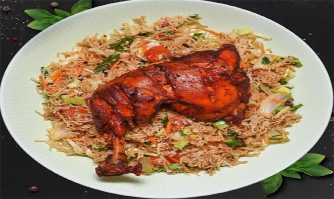String hopper roast chicken kottu