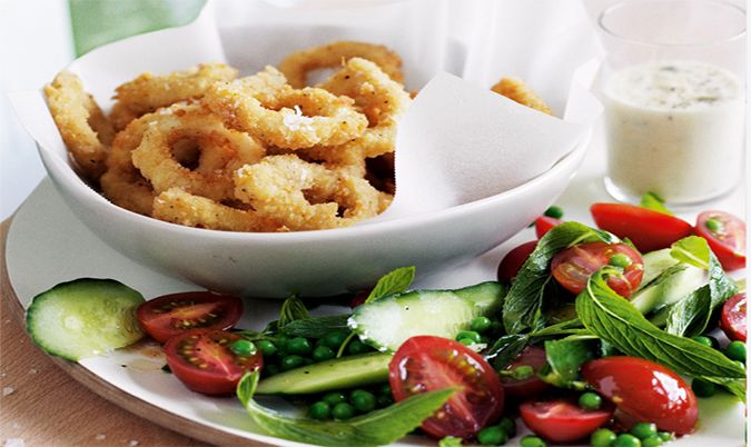 Calamari Chips and Salad
