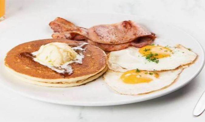 Classic egg and bacon pancake